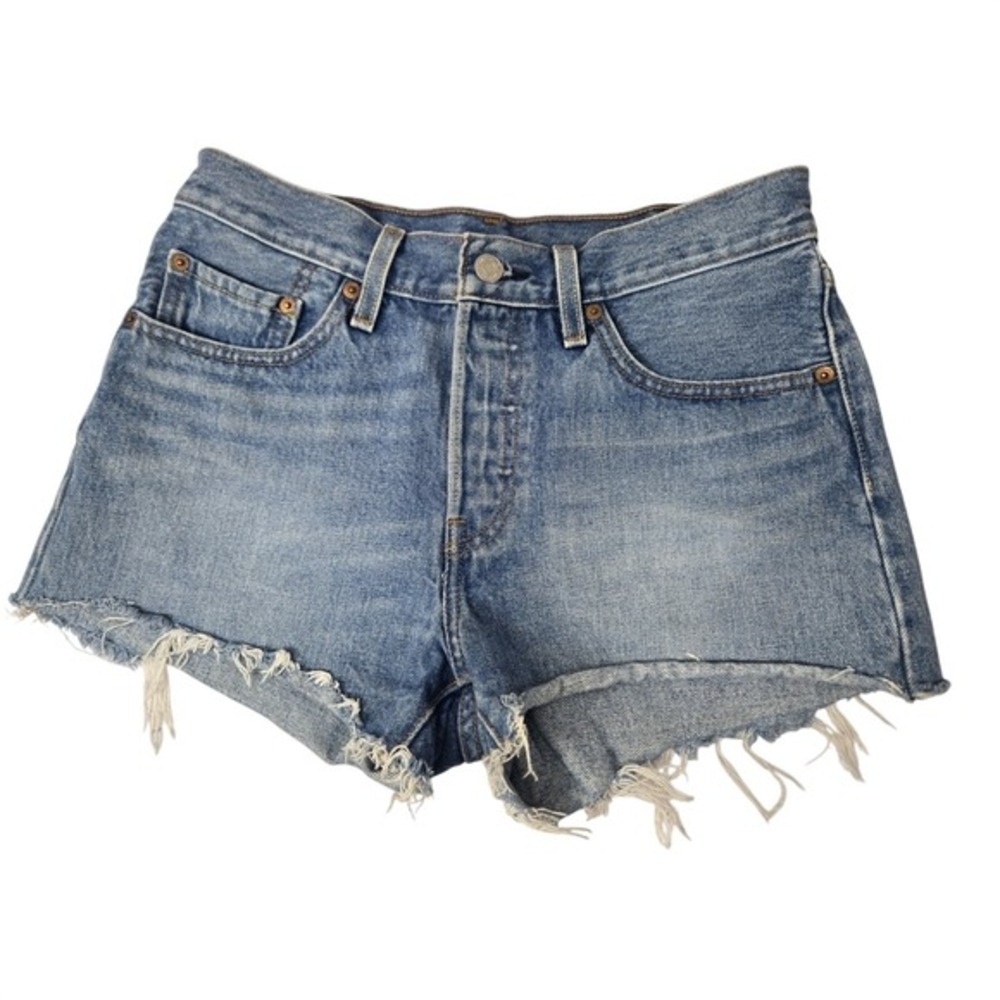 Levis 501 Original Womens Light Wash‎ Denim Cut Off Shorts High Rise W26